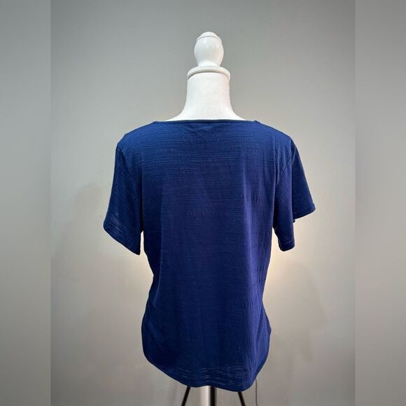 Blue Weatherproof Button Up Tie Bottom Blouse Size M EUC - Picture 2 of 5